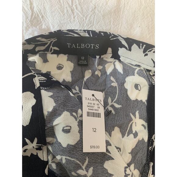 Talbots Swing skirt size 12 Black/White Floral Polka Dot Maxi Polyester NWT $119 - Picture 6 of 9